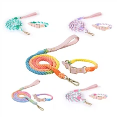 کسٹم لیدر لگژری پالتو کالر اور لیش سیٹ